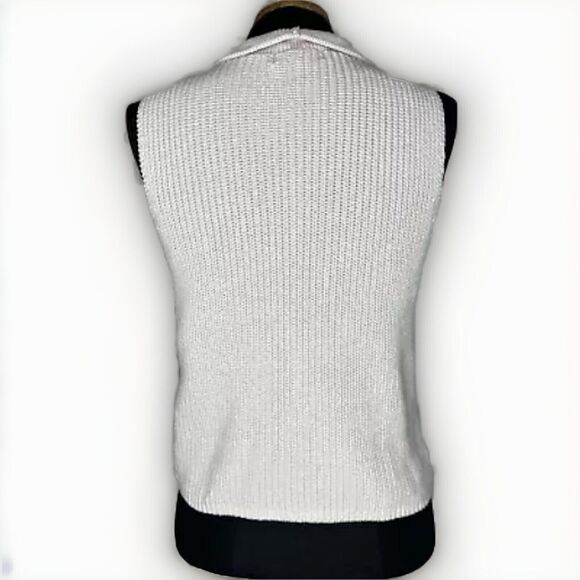 525 Sweater Zip Mock Neck Tank Top Womens Sz XS Cotton Knit Neutral Minimalist - Picture 5 of 8
